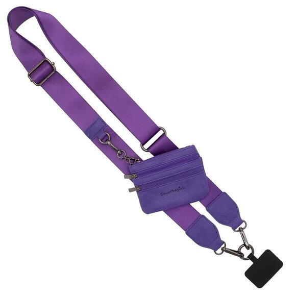 Clip & Go Phone Purse Crossbody Strap Zippered Pouch Purple